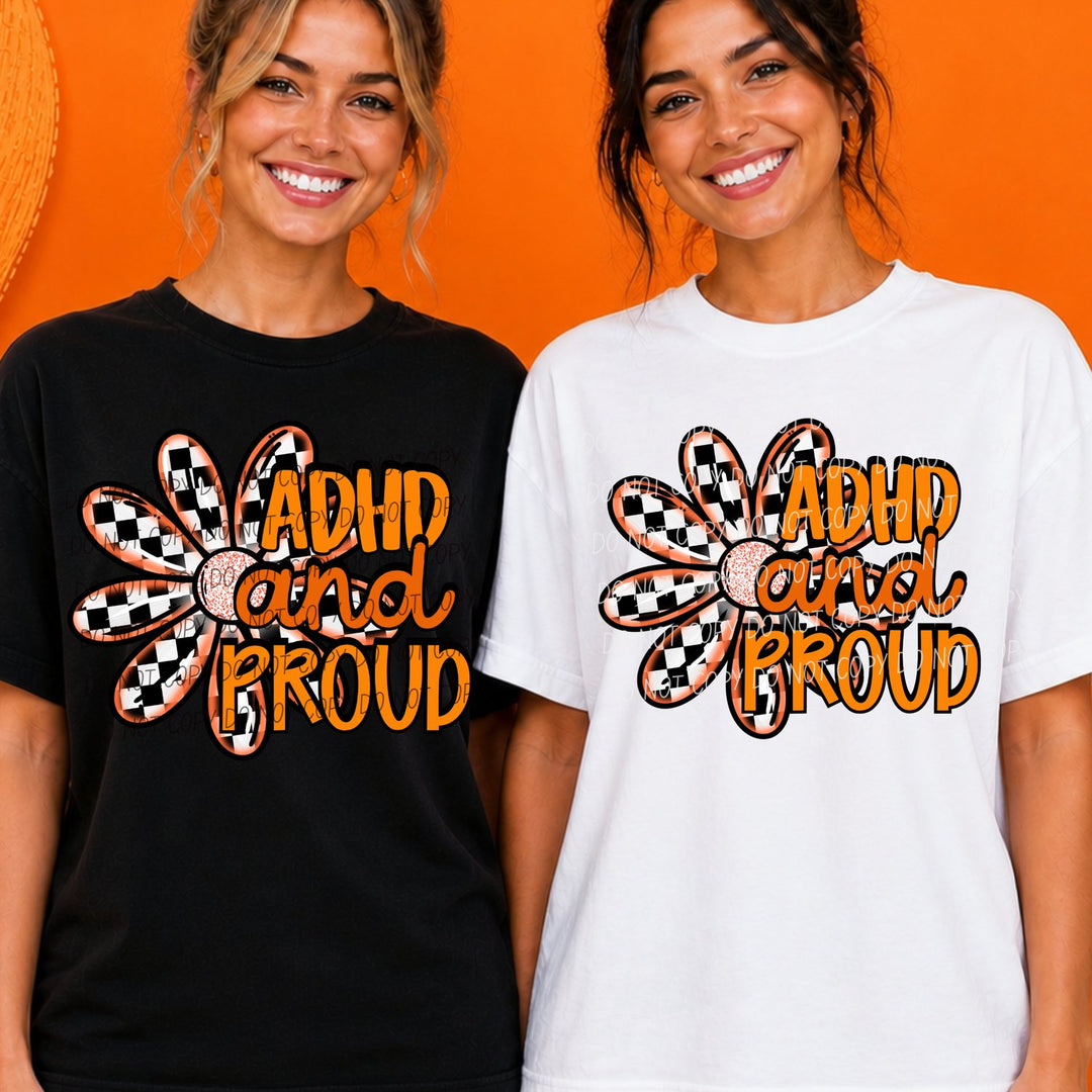 ADHD and Proud awareness DTF transfer mockup
