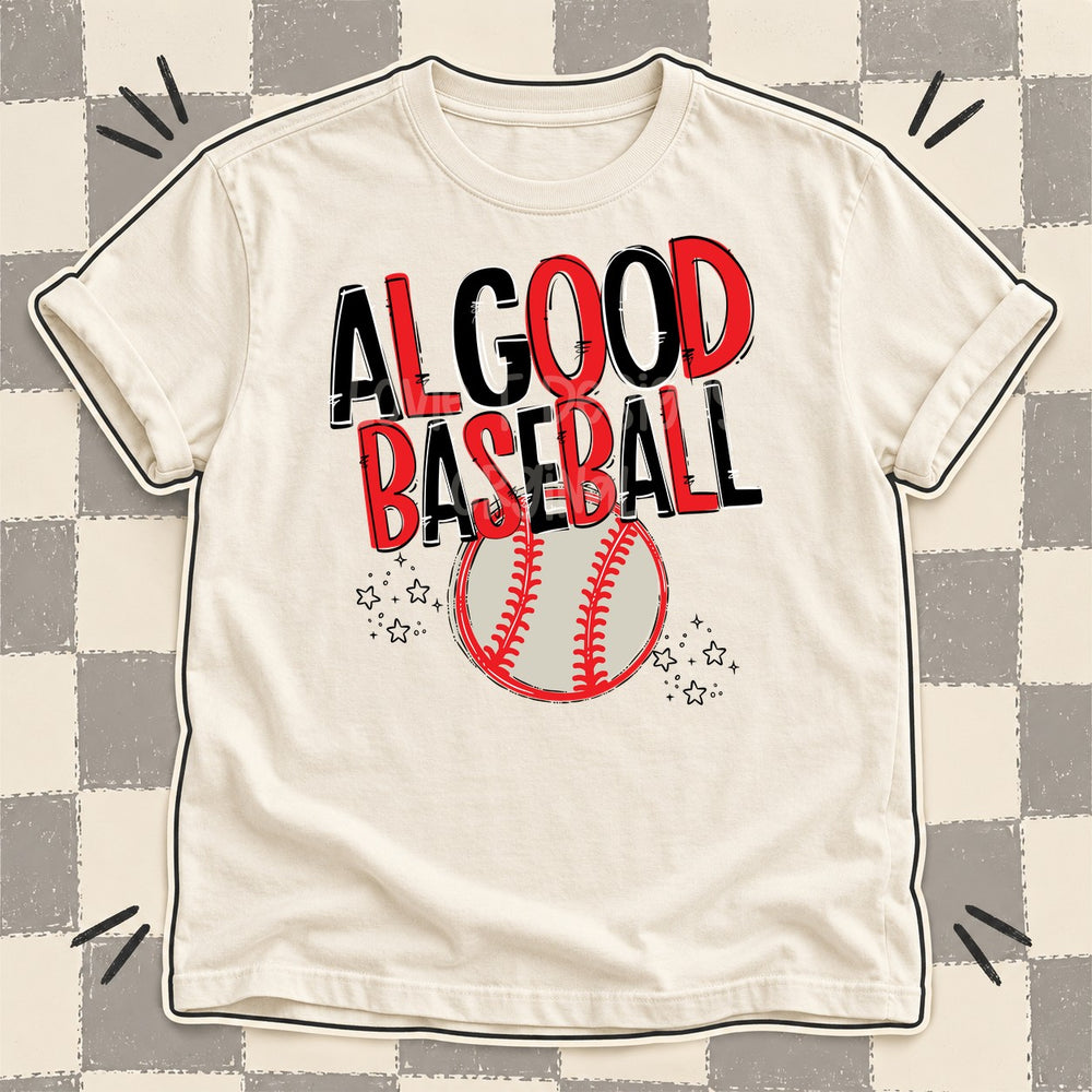 Algood Black Red Team Go Baseball Mascots DTF transfer mockup