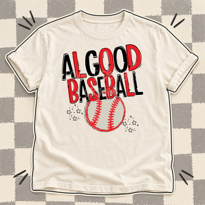 Algood Black Red Team Go Baseball Mascots DTF transfer mockup