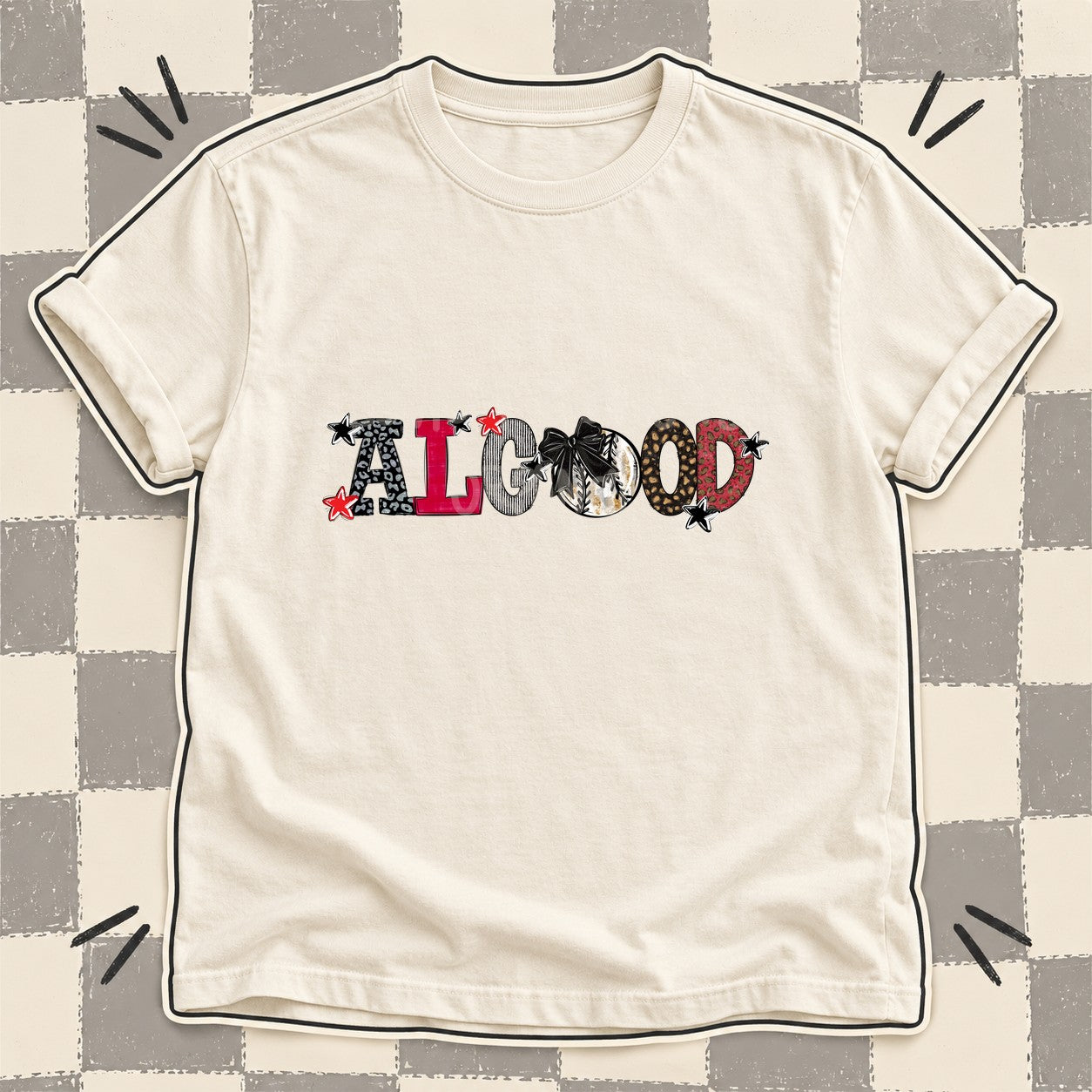 Mixed Doodle Baseball Mascots – Mascot Colors Algood Black Red design