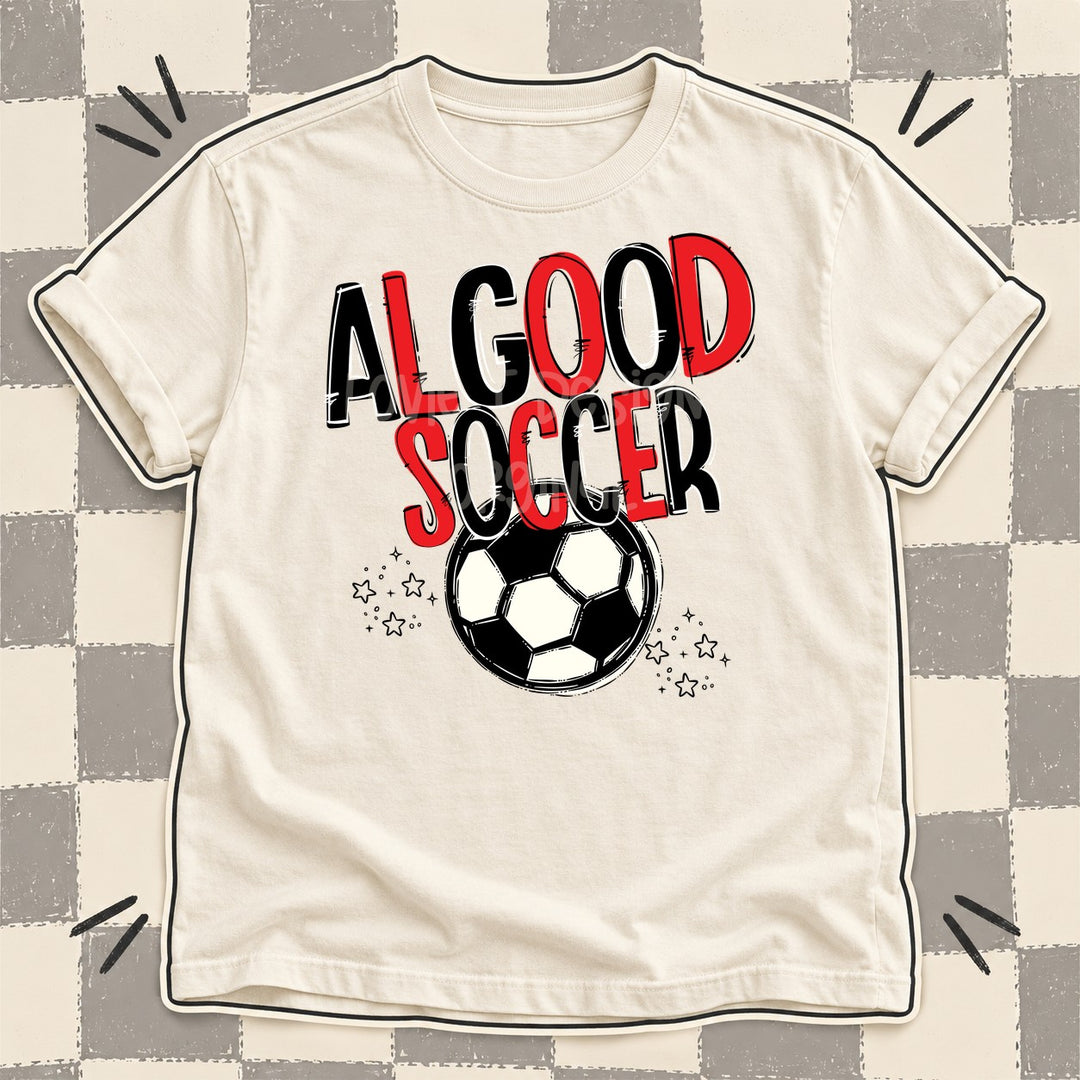 Algood Black Red Team Go Soccer Mascots DTF transfer mockup