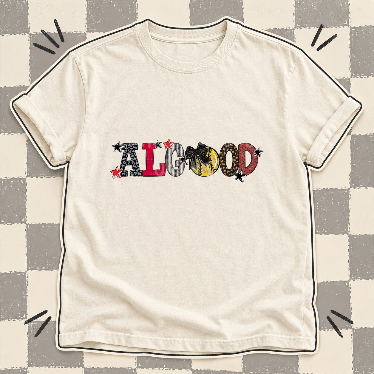Mixed Doodle Softball Mascots – Mascot Colors Algood Black Red design