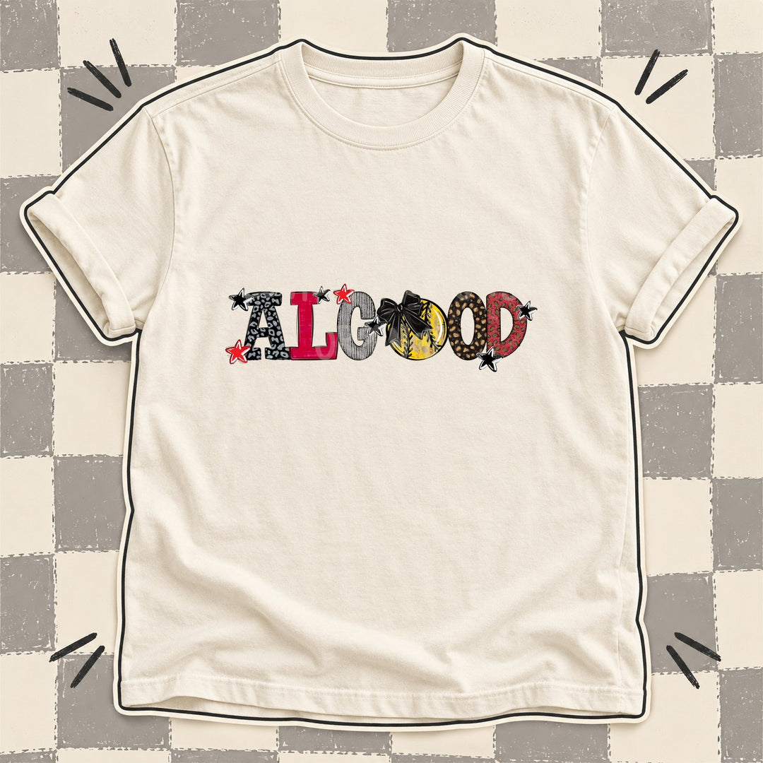 Algood Black Red Mixed Doodle Softball Mascots – Mascot Colors DTF transfer mockup