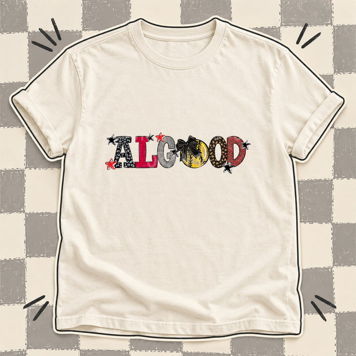 Algood Black Red Mixed Doodle Softball Mascots – Mascot Colors DTF transfer mockup