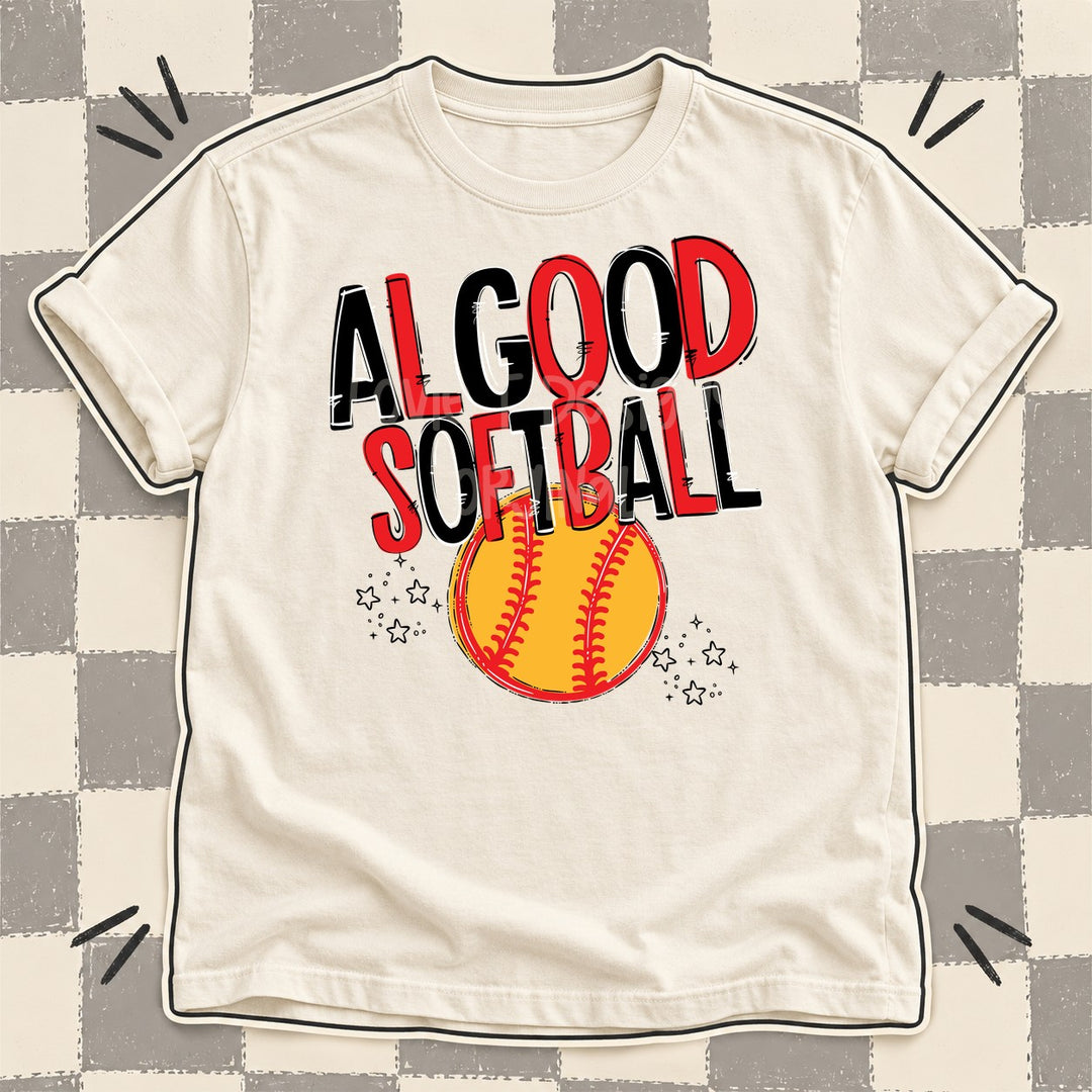 Algood Black Red Team Go Softball Mascots DTF transfer mockup