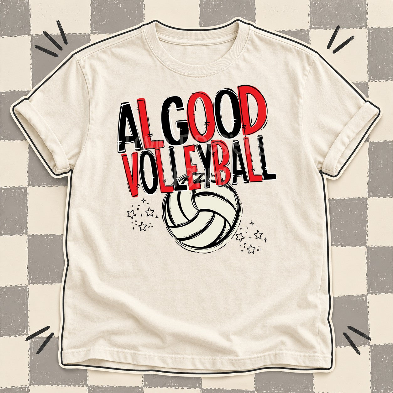 Team Go Volleyball Mascots Algood Black Red design