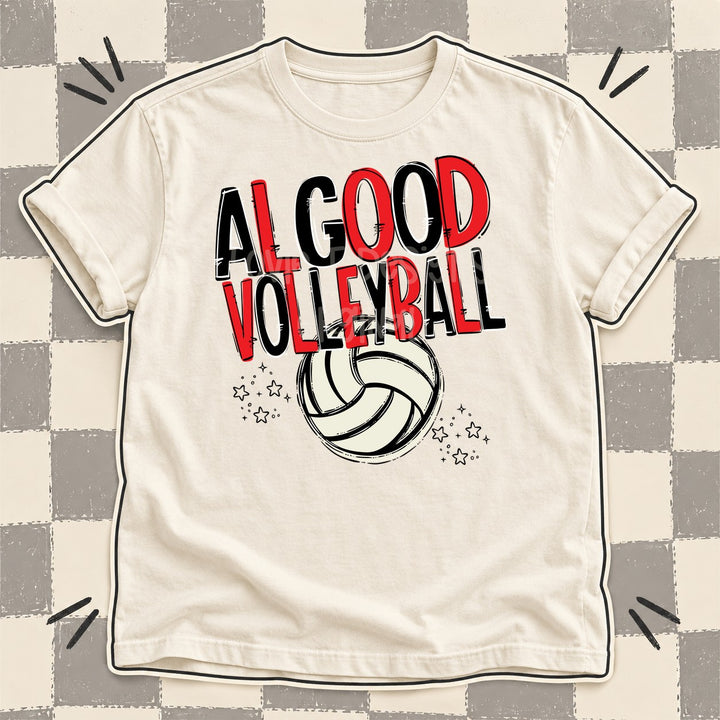 Algood Black Red Team Go Volleyball Mascots DTF transfer mockup