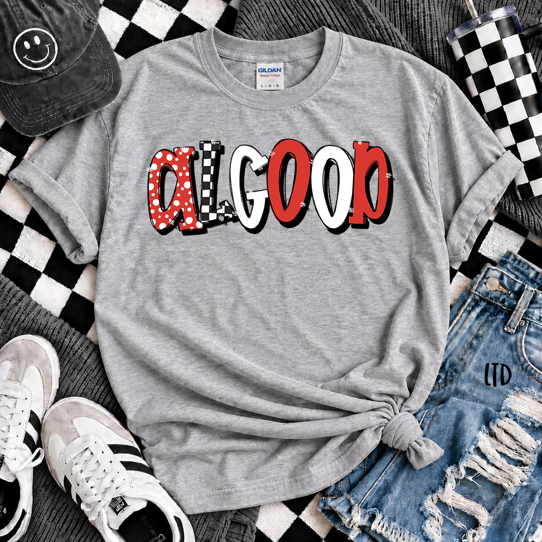 Algood Black Red Dot Dot Check Mix Mascots DTF transfer mockup
