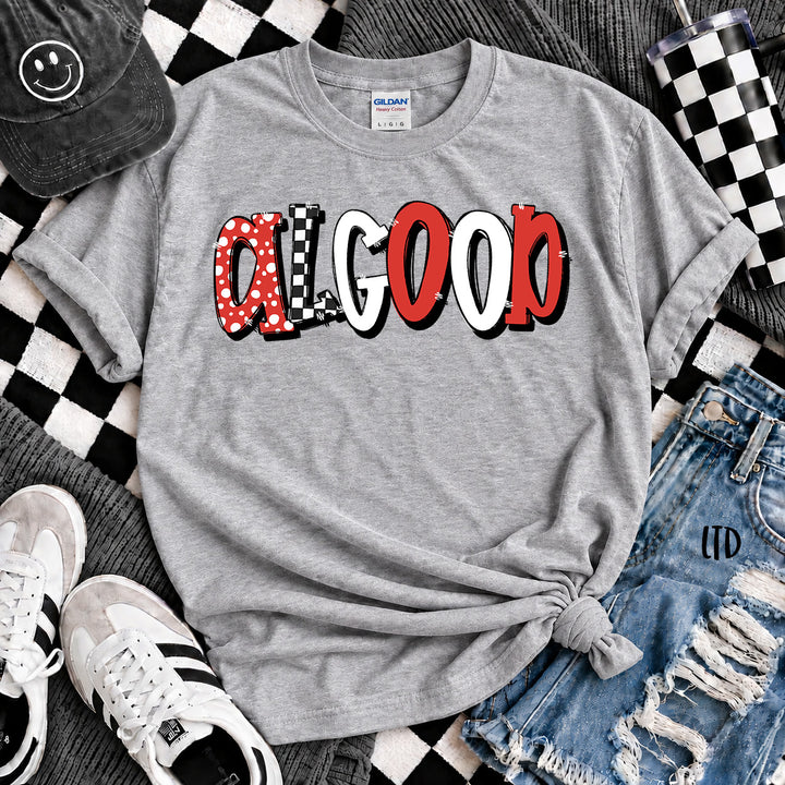 Algood Black Red Dot Dot Check Mix Mascots DTF transfer mockup