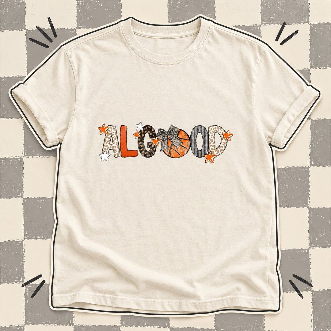 Algood Mixed Doodle Basketball Mascots – Orange and Brown DTF transfer mockup