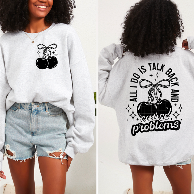 All I Do Is Talk Back Black DTF transfer design – image 1