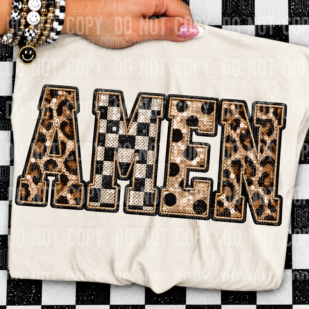 Amen Sequin Faith DTF transfer mockup