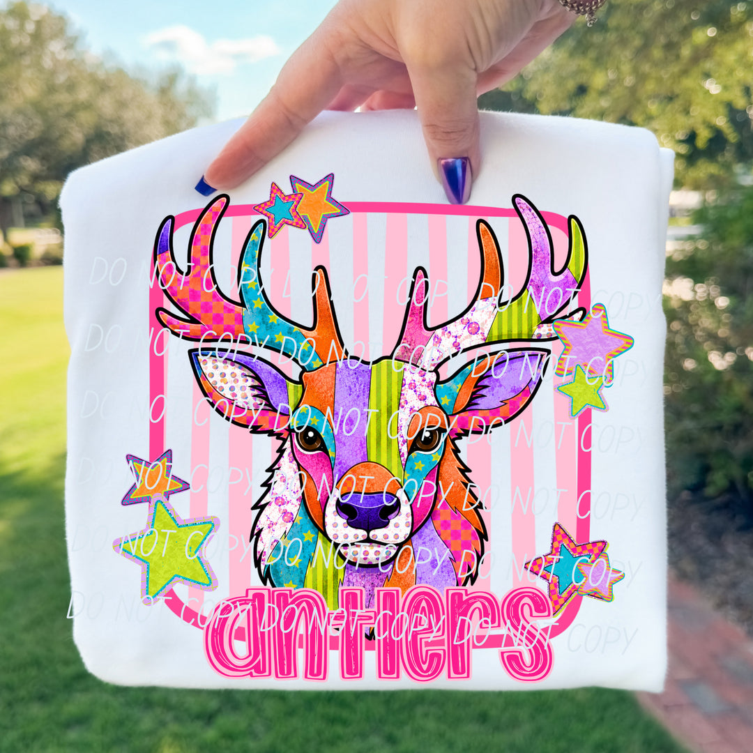 Antlers Funky Fresh mascot DTF transfer