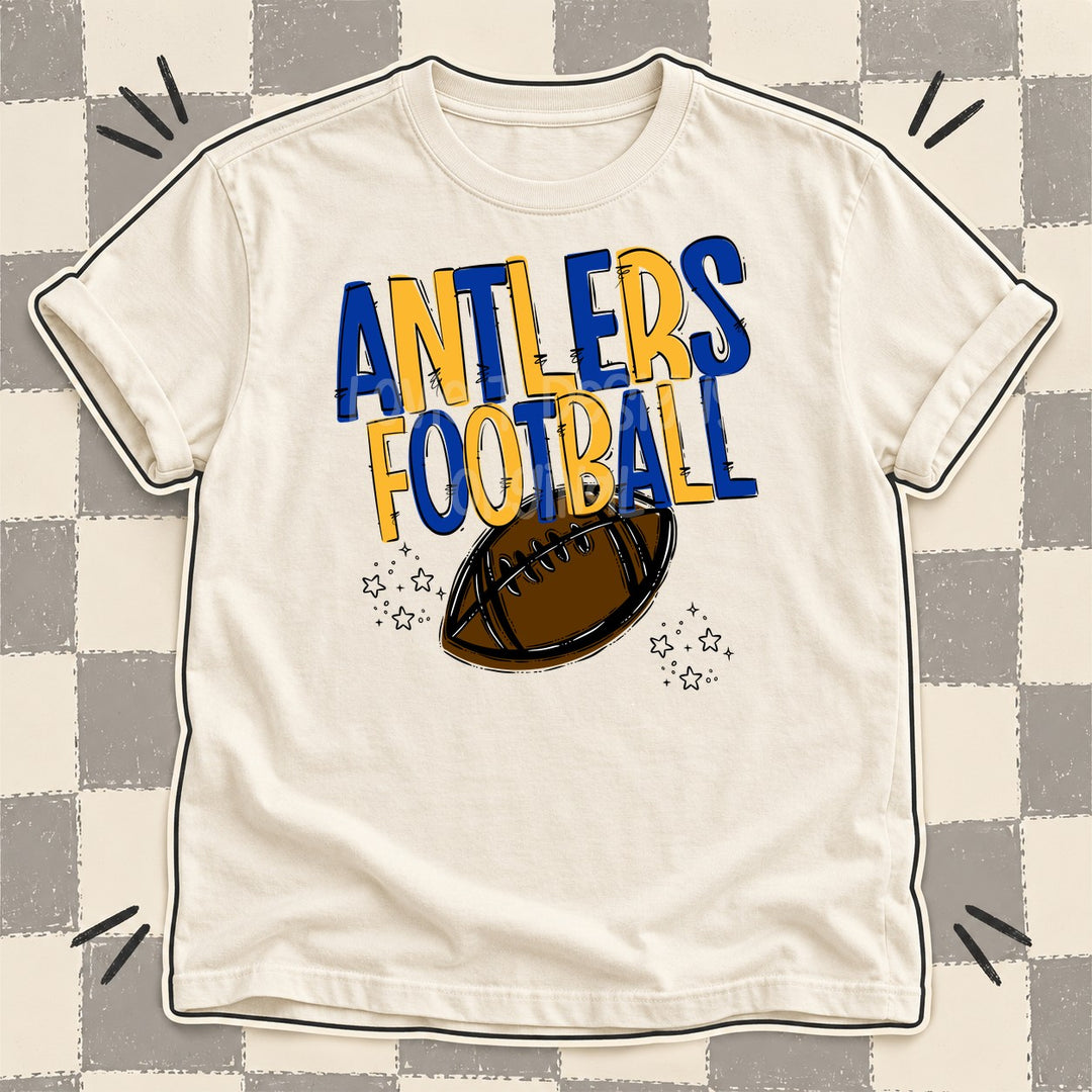Antlers Royal Blue Yellow Gold Team Go Football Mascots DTF transfer mockup