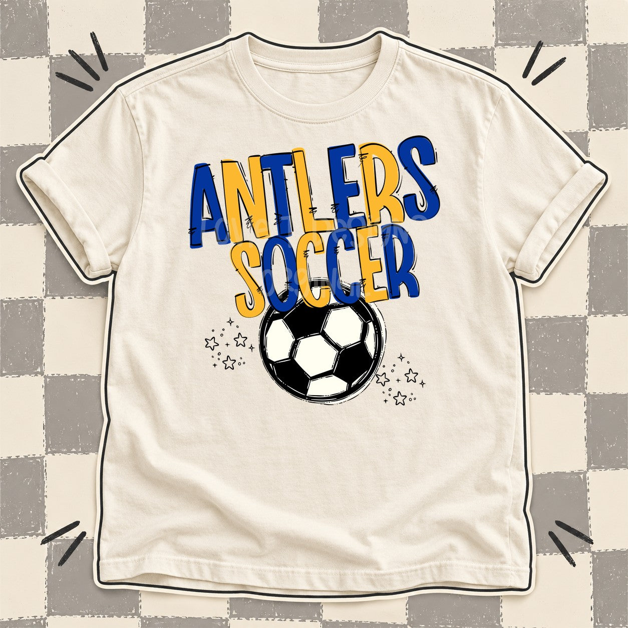 Team Go Soccer Mascots Antlers Royal Blue Yellow Gold design