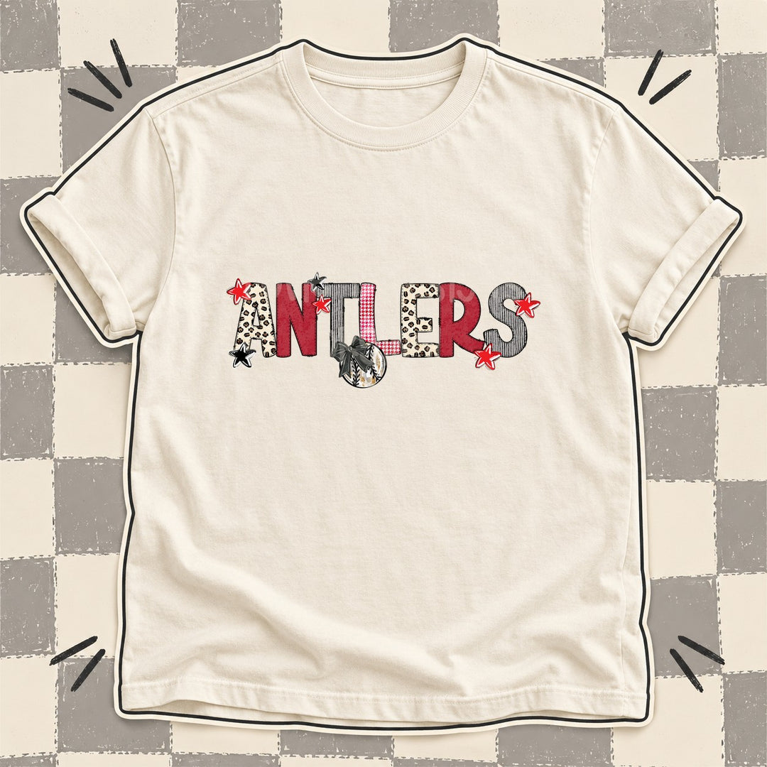 Antlers Mixed Doodle Baseball Mascots – Stitched Ballpark DTF transfer mockup