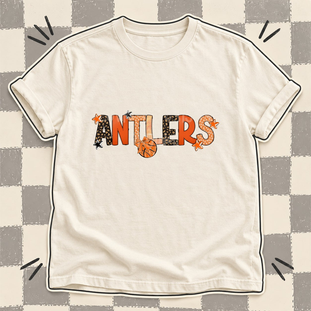 Antlers Mixed Doodle Basketball Mascots – Leopard Court DTF transfer mockup
