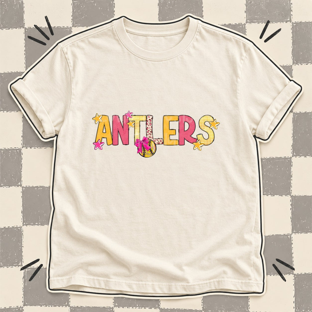 Antlers Mixed Doodle Softball Mascots – Stitched Softball DTF transfer mockup