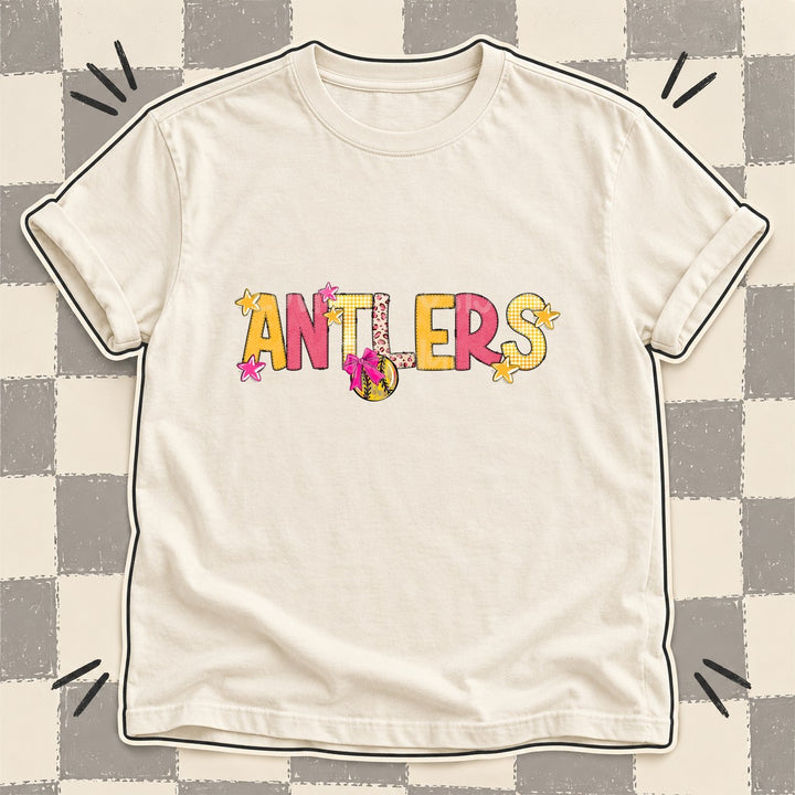 Antlers Mixed Doodle Softball Mascots – Stitched Softball DTF transfer mockup