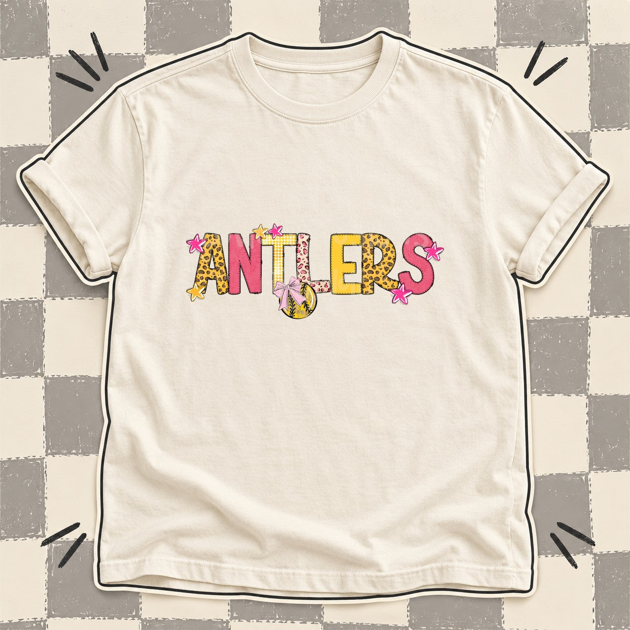 Mixed Doodle Softball Mascots – Sunshine Leopard Antlers design