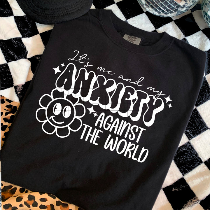 Anxiety Single Color Black DTF transfer design – image 1