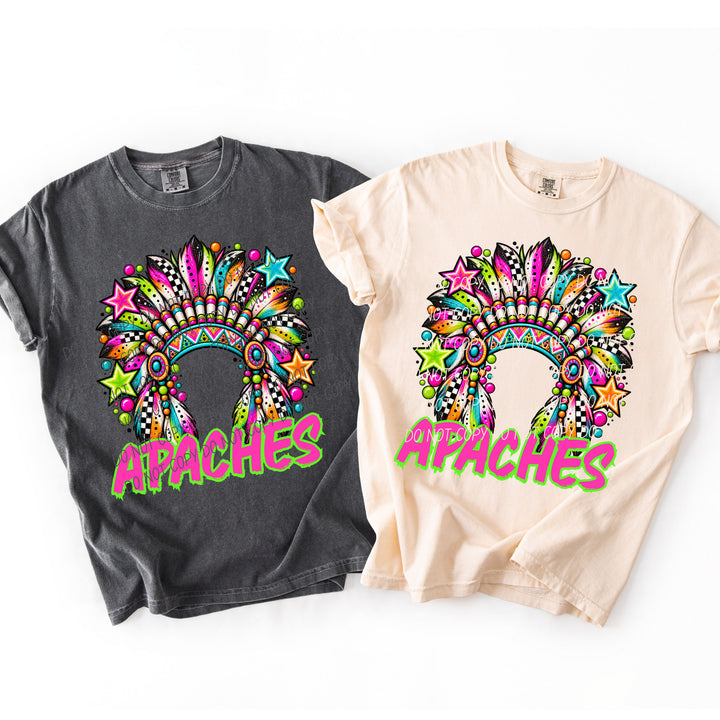 Apaches Neon Starstruck mascot DTF transfer