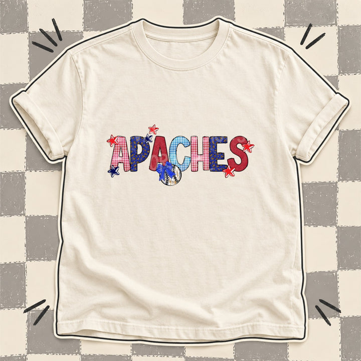 Apaches Mixed Doodle Baseball Mascots – Red and Royal DTF transfer mockup