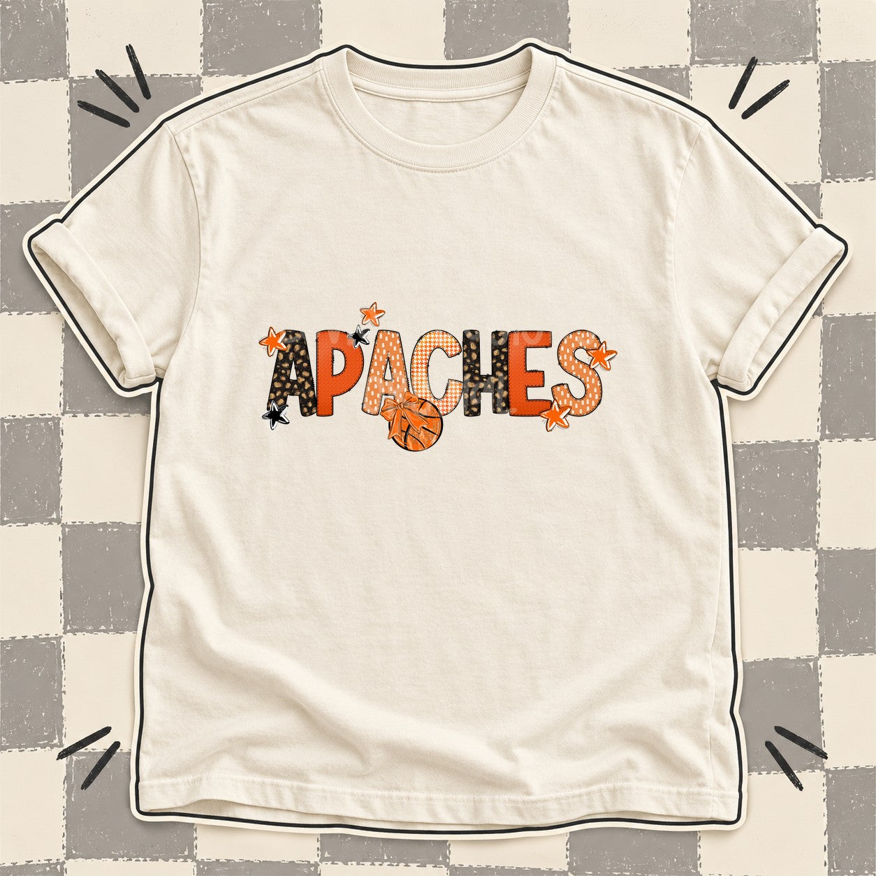Mixed Doodle Basketball Mascots – Leopard Court Apaches design