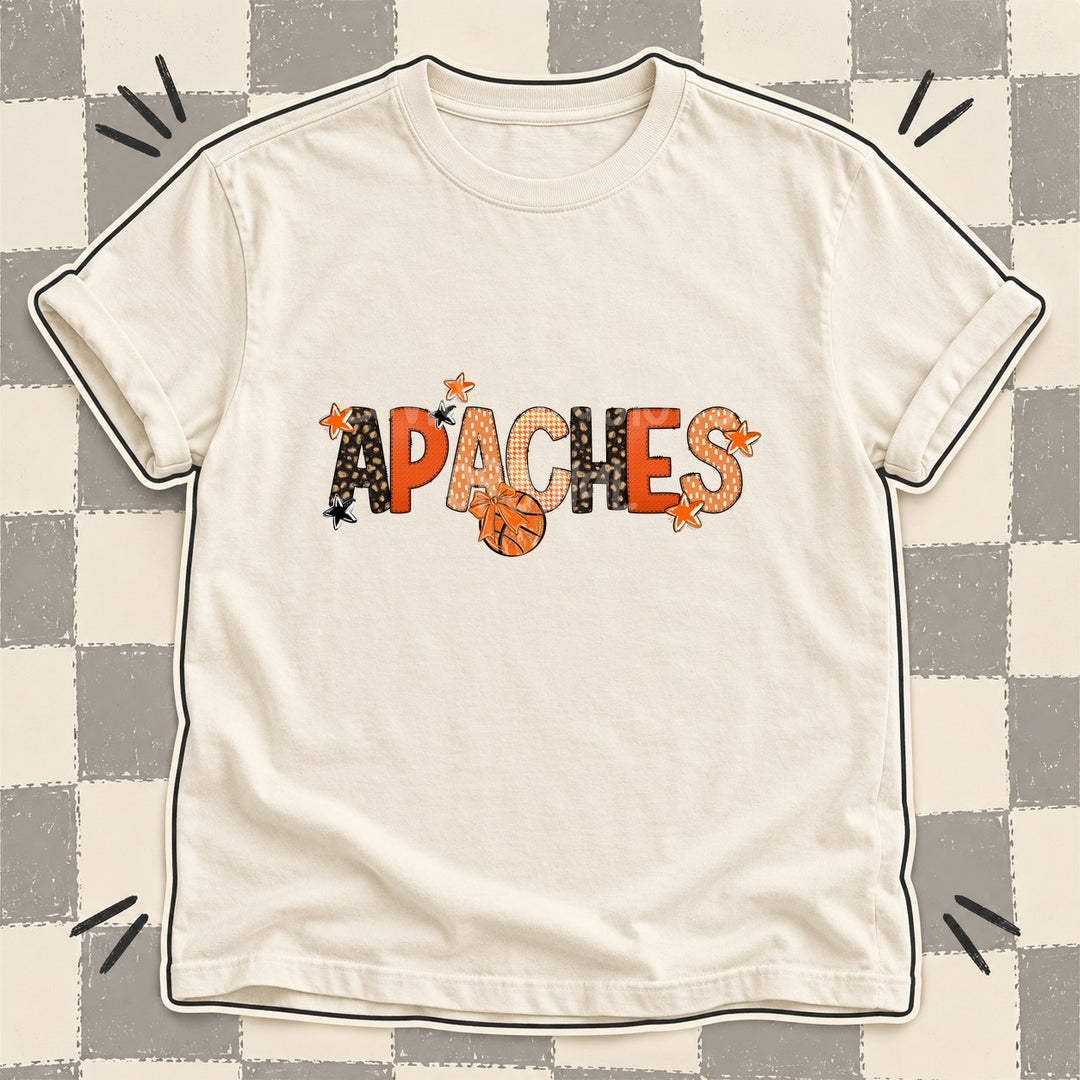 Apaches Mixed Doodle Basketball Mascots – Leopard Court DTF transfer mockup