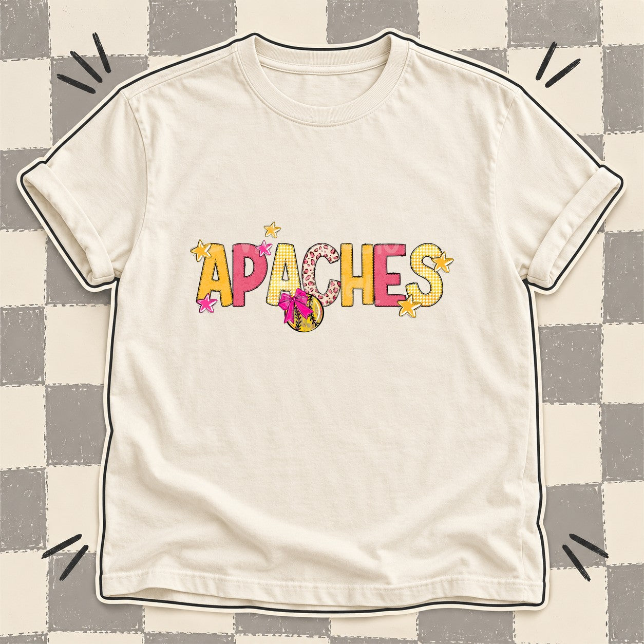 Mixed Doodle Softball Mascots – Stitched Softball Apaches design
