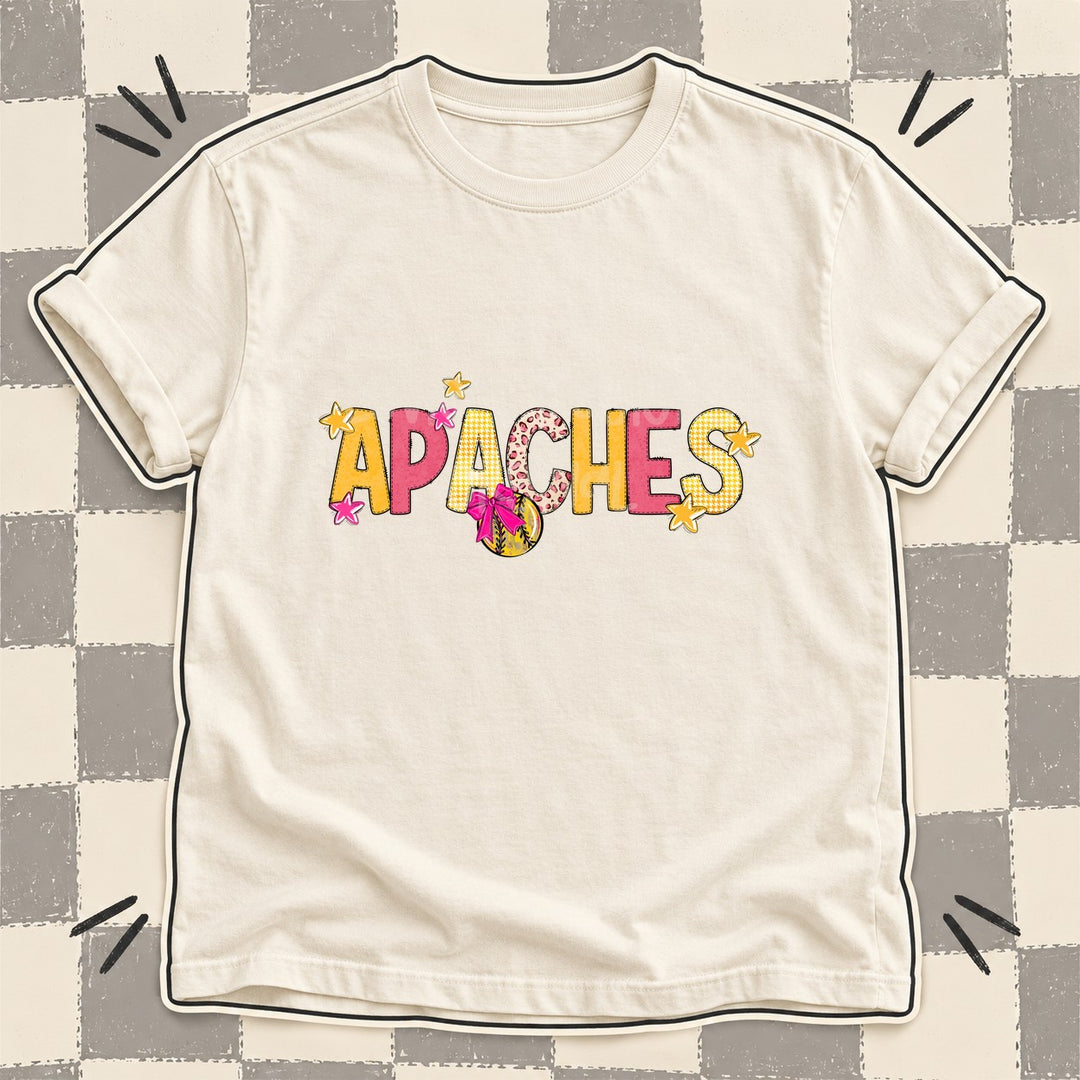 Apaches Mixed Doodle Softball Mascots – Stitched Softball DTF transfer mockup