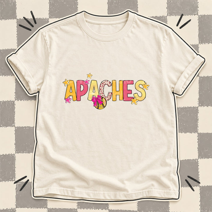Apaches Mixed Doodle Softball Mascots – Stitched Softball DTF transfer mockup
