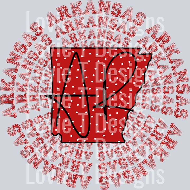 AR Arkansas State Spiral Polka Dot