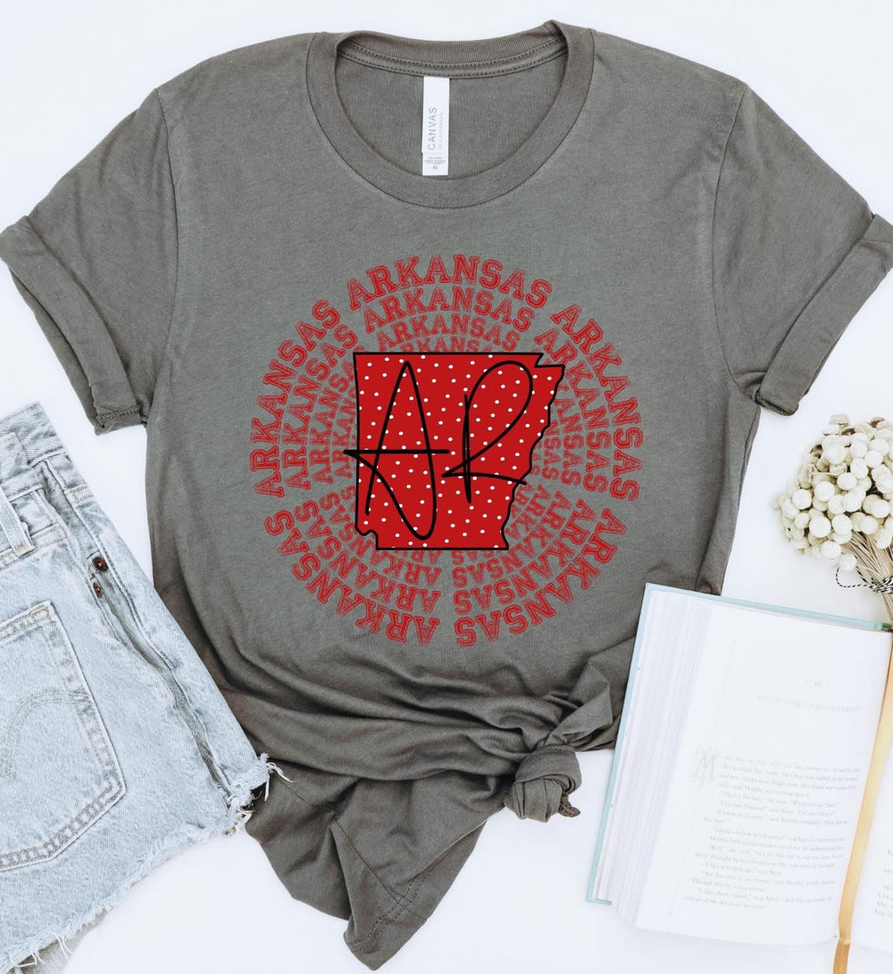 Ar Arkansas State Spiral Polka Dot DTF transfer design – image 1