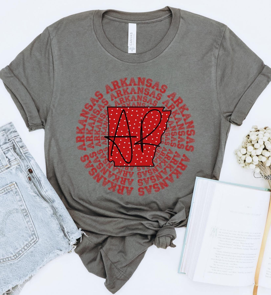 AR ARKANSAS STATE SPIRAL POLKA DOT