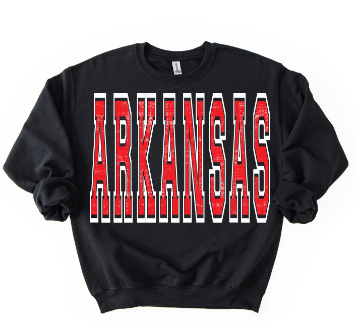 Arkansas Red and White Varsity Style DTF transfer design – image 1