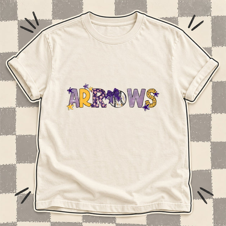 Arrows Purple Yellow Gold Mixed Doodle Baseball Mascots – Mascot Colors DTF transfer mockup