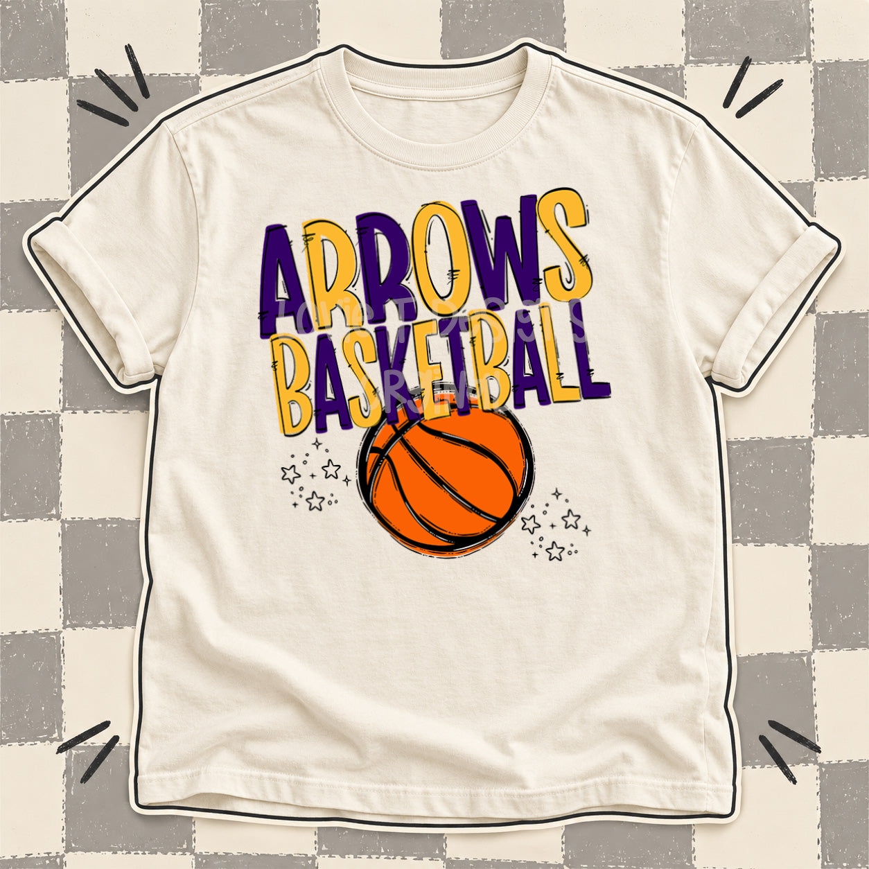 Team Go Basketball Mascots Arrows Purple Yellow Gold design