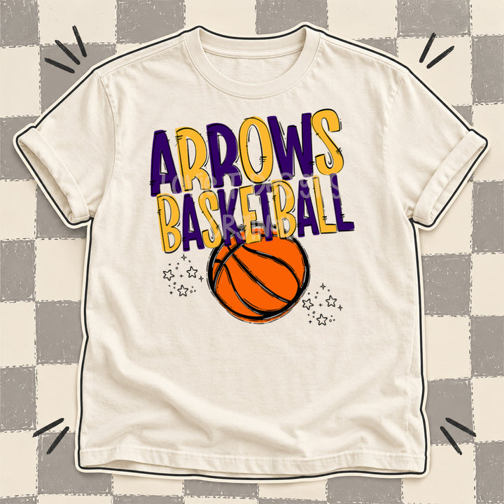 Arrows Purple Yellow Gold Team Go Basketball Mascots DTF transfer