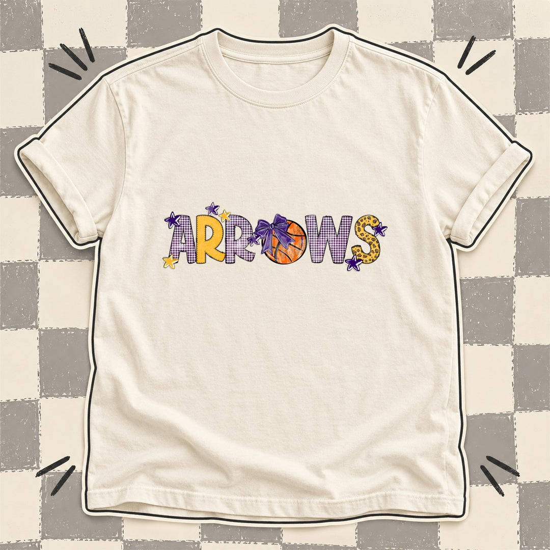 Arrows Purple Yellow Gold Mixed Doodle Basketball Mascots – Mascot Colors DTF transfer mockup