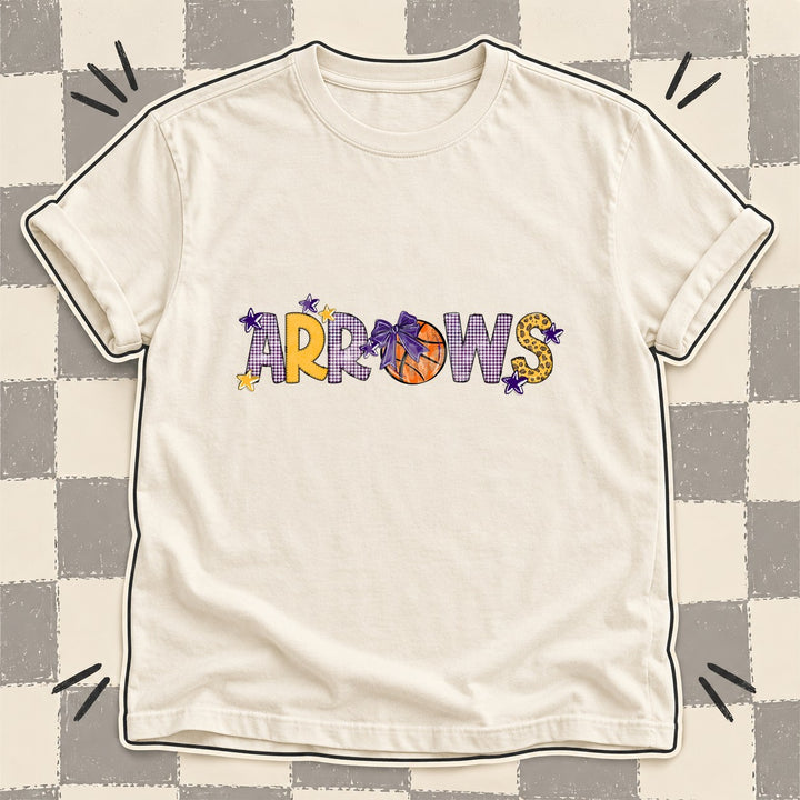 Arrows Purple Yellow Gold Mixed Doodle Basketball Mascots – Mascot Colors DTF transfer mockup
