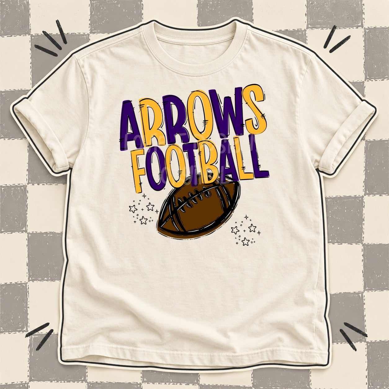 Team Go Football Mascots Arrows Purple Yellow Gold design