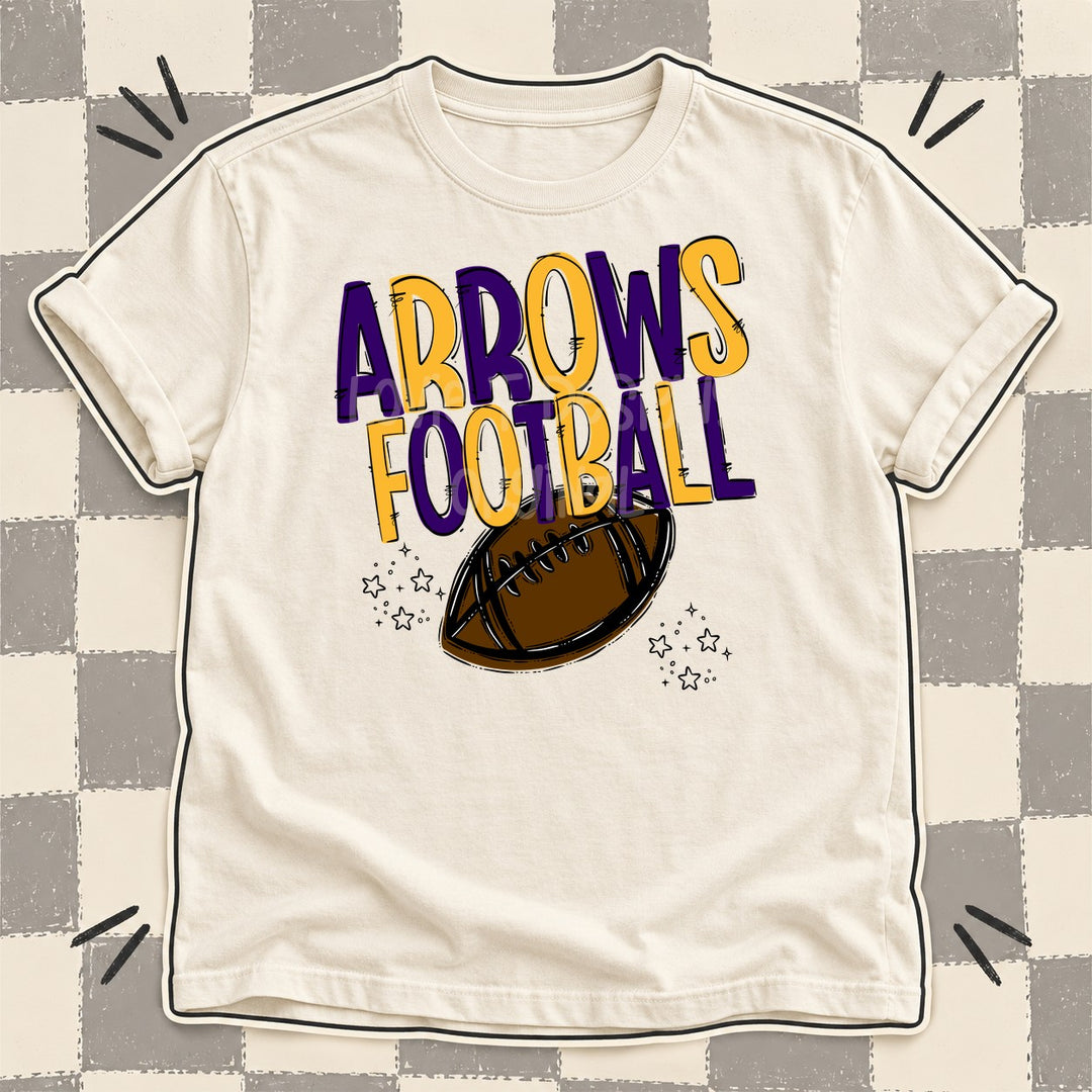 Arrows Purple Yellow Gold Team Go Football Mascots DTF transfer mockup