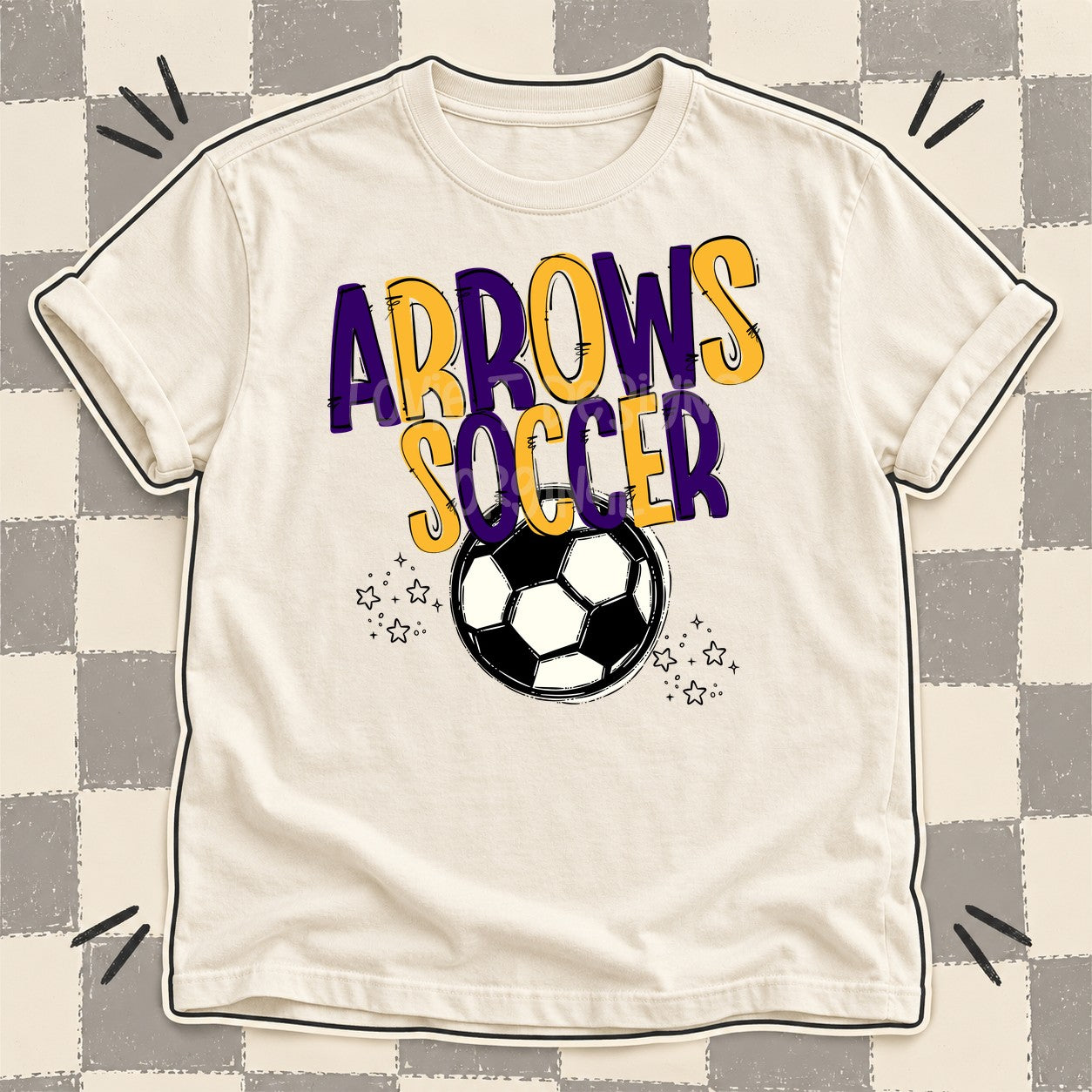 Team Go Soccer Mascots Arrows Purple Yellow Gold design