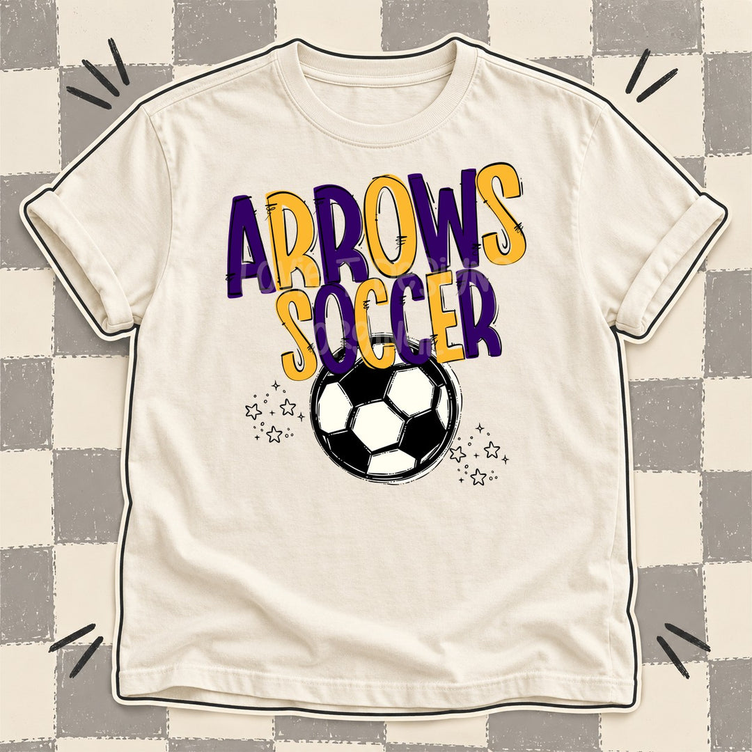 Arrows Purple Yellow Gold Team Go Soccer Mascots DTF transfer mockup