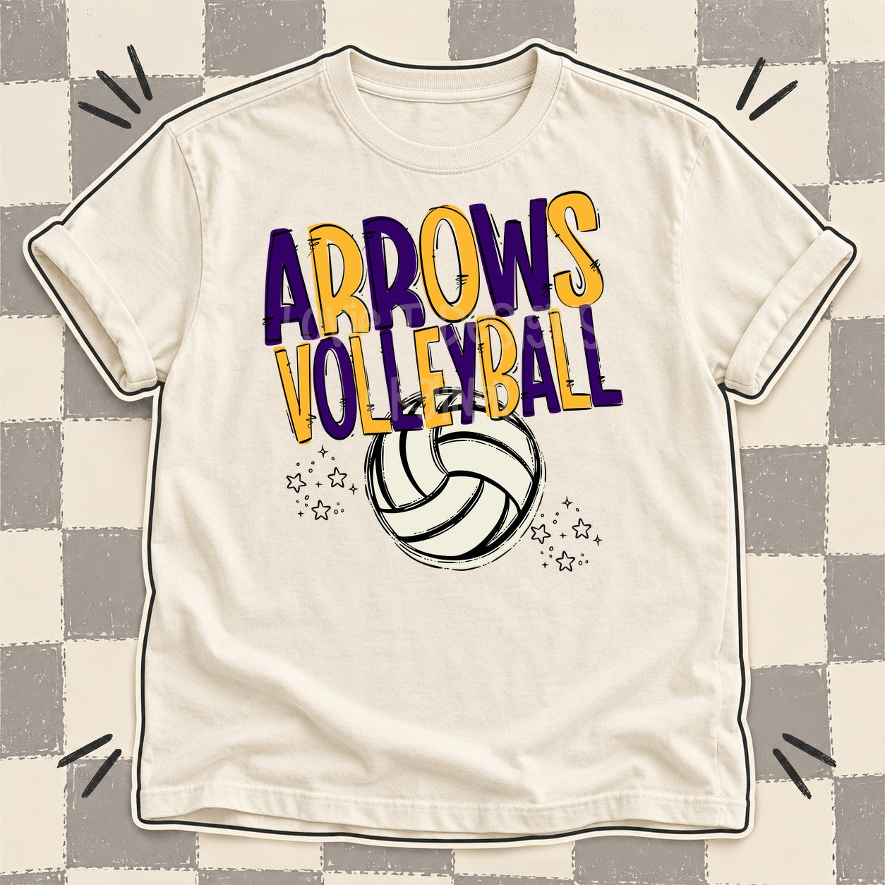 Team Go Volleyball Mascots Arrows Purple Yellow Gold design