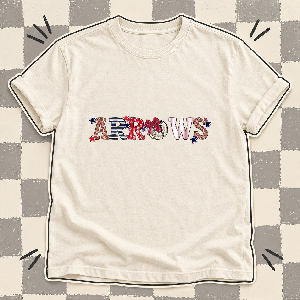 Mixed Doodle Baseball Mascots – Ballpark Classic Arrows design