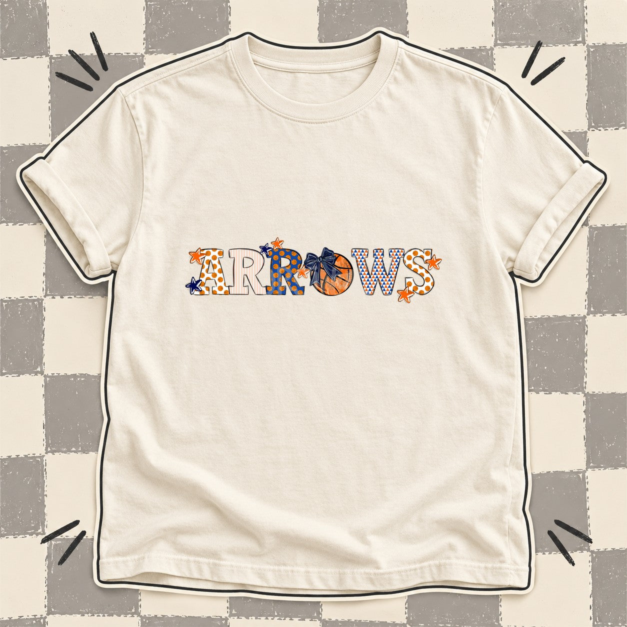 Mixed Doodle Basketball Mascots – Court Classic Arrows design
