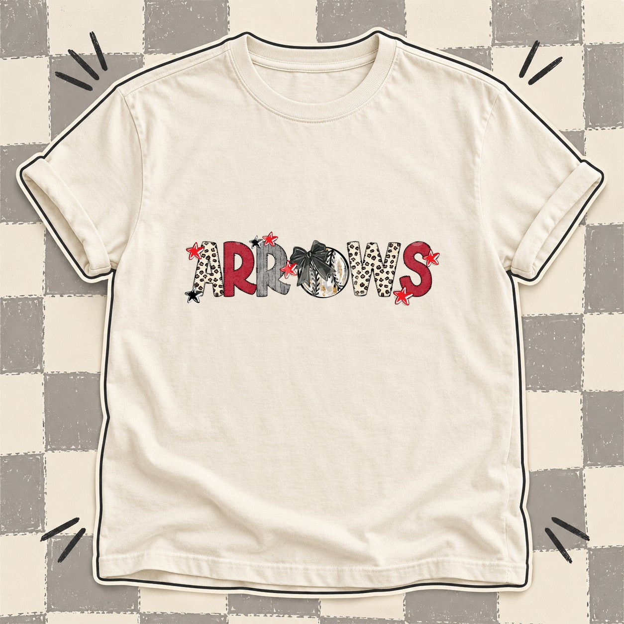 Mixed Doodle Baseball Mascots – Stitched Ballpark Arrows design