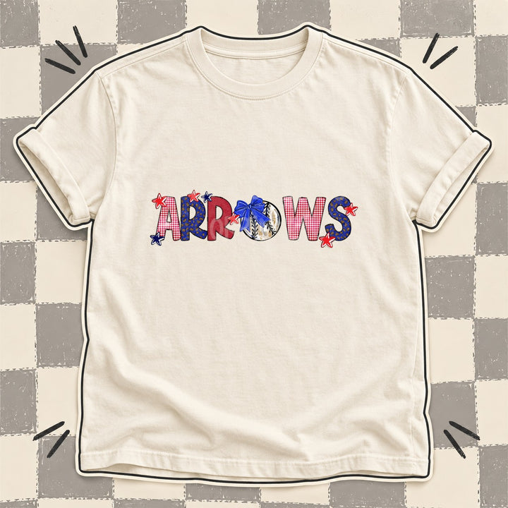 Arrows Mixed Doodle Baseball Mascots – Red and Royal DTF transfer mockup